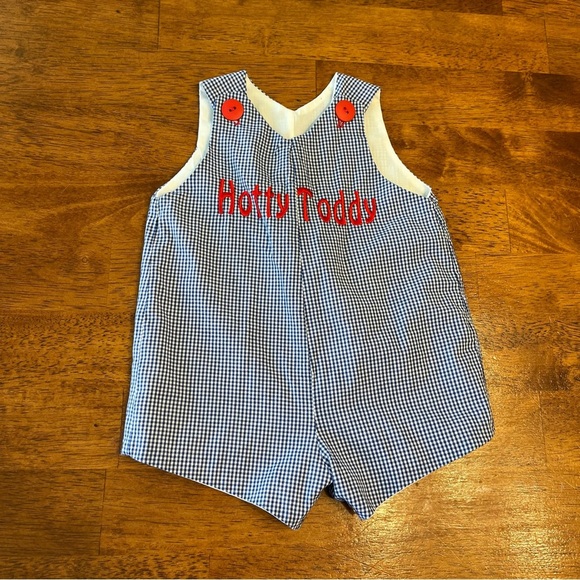 Other - Handmade blue plaid gingham Hotty Toddy John John Shortall no size tag Newborn
